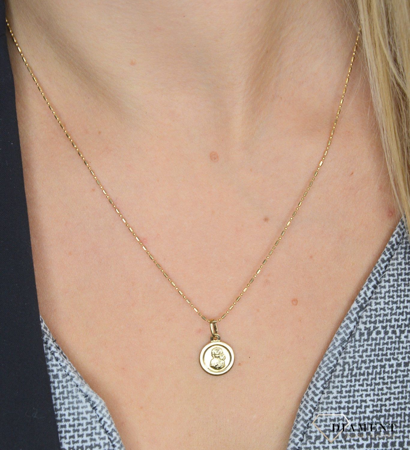 Złoty łańcuszek 585 'kulkowy i owalny' 1 mm.jpg